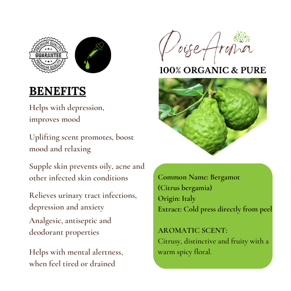 Organic Bergamot Essential Oil - PoiseAroma