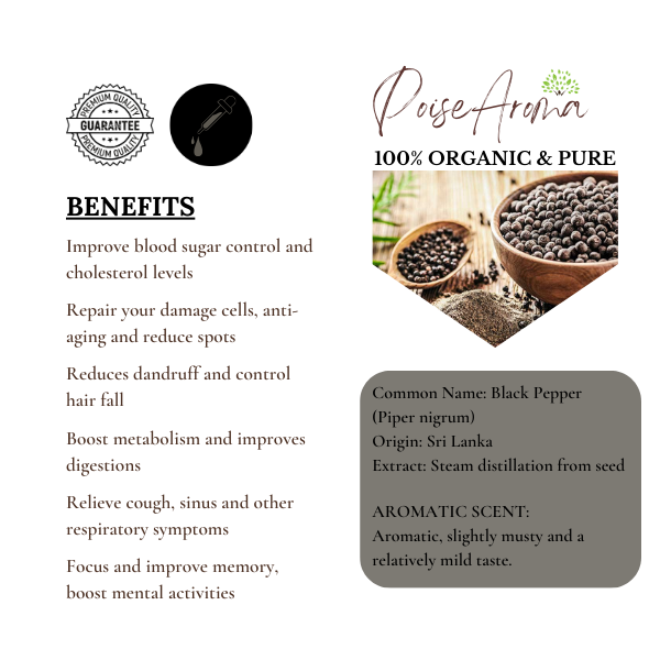 Organic Black Pepper Essential Oil - PoiseAroma