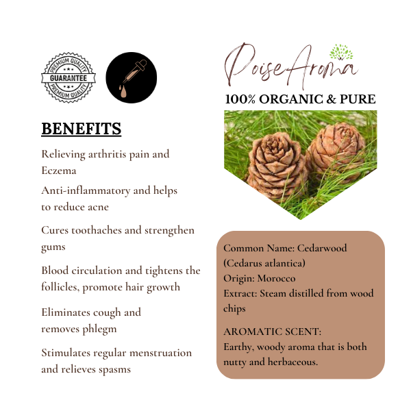 Organic Cedarwood Essential Oil - PoiseAroma