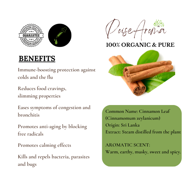 Organic Cinnamon Leaf Essential Oil - PoiseAroma