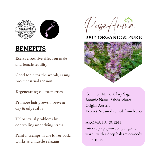 Organic Clary Sage Essential Oil - PoiseAroma