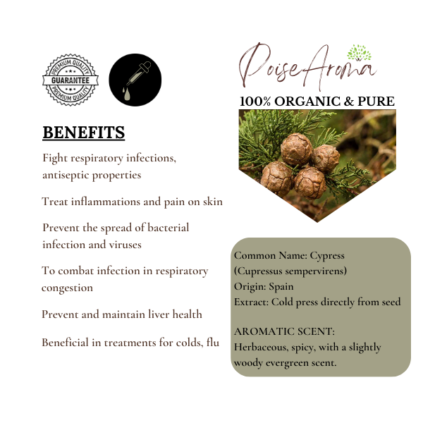 Organic Cypress Essential Oil - PoiseAroma