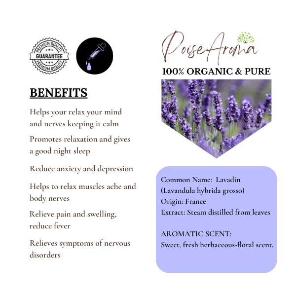 Organic Lavadin Essential Oil - PoiseAroma