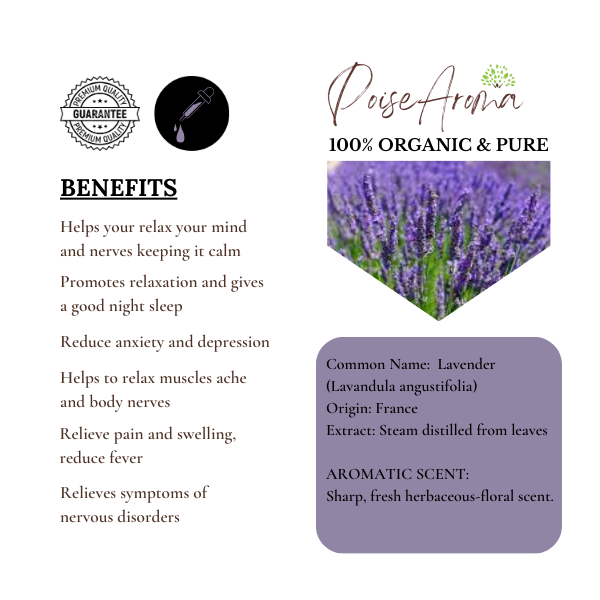 Organic Lavender Essential Oil - PoiseAroma