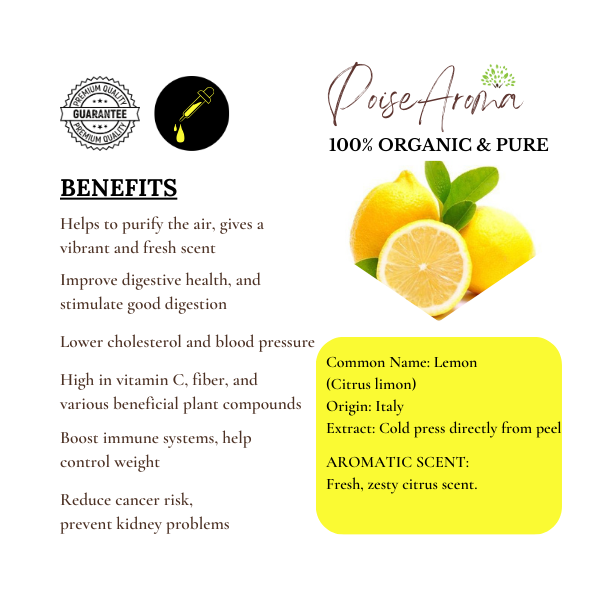 Organic Lemon Essential Oil - PoiseAroma