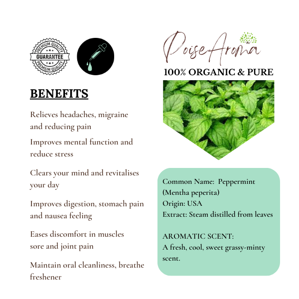 Organic Peppermint Essential oil - PoiseAroma